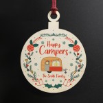 Novelty Caravan Christmas Decoration Personalised Bauble Family