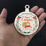 Novelty Caravan Christmas Decoration Personalised Bauble Family