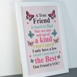 True Friend Friendship Print Framed Best Friend Gift Birthday