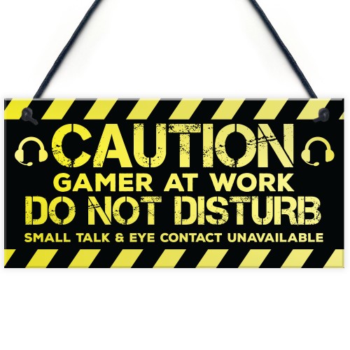 Gaming Funny Caution Bedroom Sign Games Room Gamer Gifts