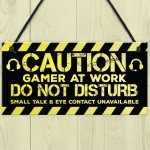 Gaming Funny Caution Bedroom Sign Games Room Gamer Gifts