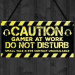 Gaming Funny Caution Bedroom Sign Games Room Gamer Gifts