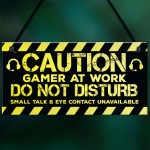 Gaming Funny Caution Bedroom Sign Games Room Gamer Gifts