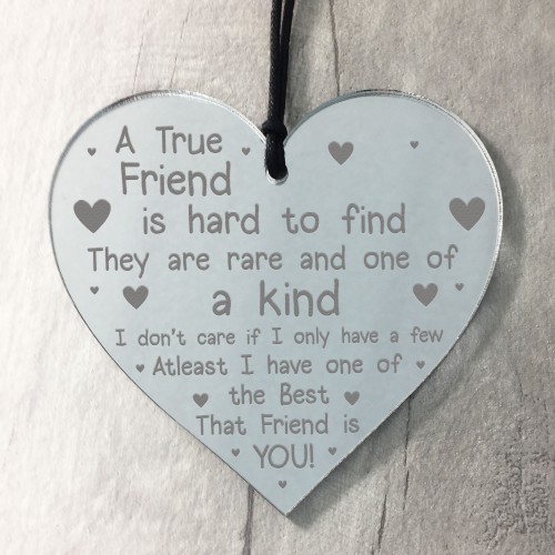 True Friend Friendship Sign Best Friend Plaque Engraved Heart