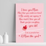 Mum Poem Daughter Son Print Keepsake THANK YOU Birthday Xmas