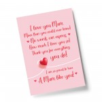 Mum Poem Daughter Son Print Keepsake THANK YOU Birthday Xmas