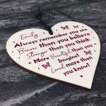 Stronger Inspirational Plaque Friendship Gift Hanging Heart