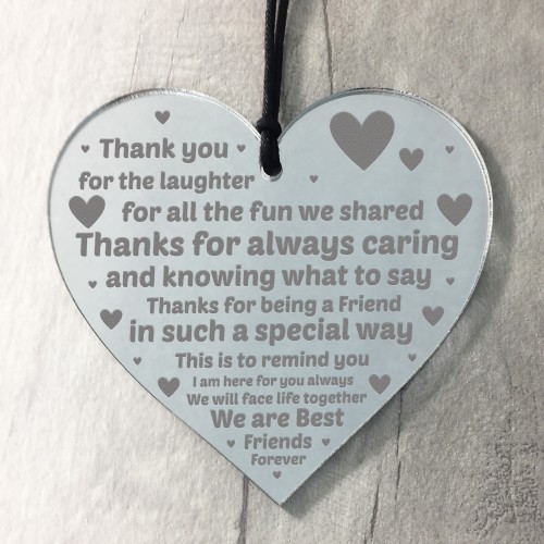 Thank You Poem Friendship Gift Engraved Heart Best Friend