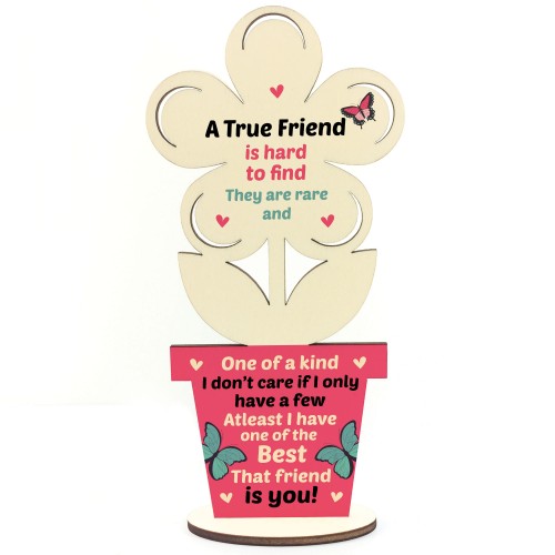 True Friend Wood Flower Plaque Gift For Best Friend Friendship