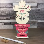 True Friend Wood Flower Plaque Gift For Best Friend Friendship