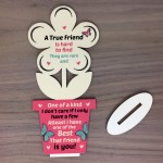 True Friend Wood Flower Plaque Gift For Best Friend Friendship