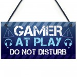 Gamer At Play Novelty Gaming Boys Bedroom Games Room Sign