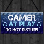 Gamer At Play Novelty Gaming Boys Bedroom Games Room Sign