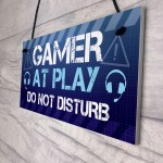 Gamer At Play Novelty Gaming Boys Bedroom Games Room Sign