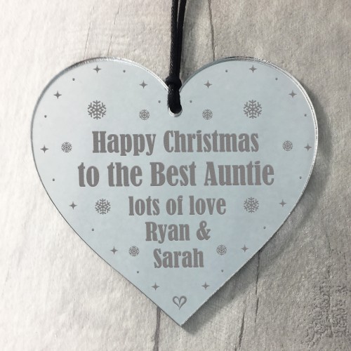 Special Christmas Gift For Auntie Personalised Engraved Heart