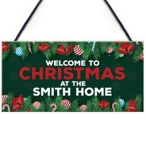 Christmas Sign For Home Personalised 'Surname' Plaque Welcome 