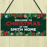 Christmas Sign For Home Personalised 'Surname' Plaque Welcome 