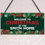 Christmas Sign For Home Personalised 'Surname' Plaque Welcome 