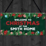 Christmas Sign For Home Personalised 'Surname' Plaque Welcome 