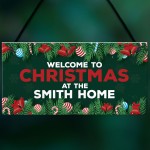 Christmas Sign For Home Personalised 'Surname' Plaque Welcome 