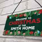 Christmas Sign For Home Personalised 'Surname' Plaque Welcome 