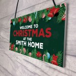 Christmas Sign For Home Personalised 'Surname' Plaque Welcome 