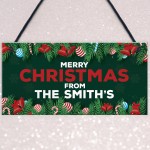 Christmas From The 'Surname' Welcome Plaque Personalised Sign