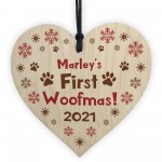 Funny Dogs First Christmas Wood Bauble Gift New Dog Tree