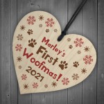 Funny Dogs First Christmas Wood Bauble Gift New Dog Tree