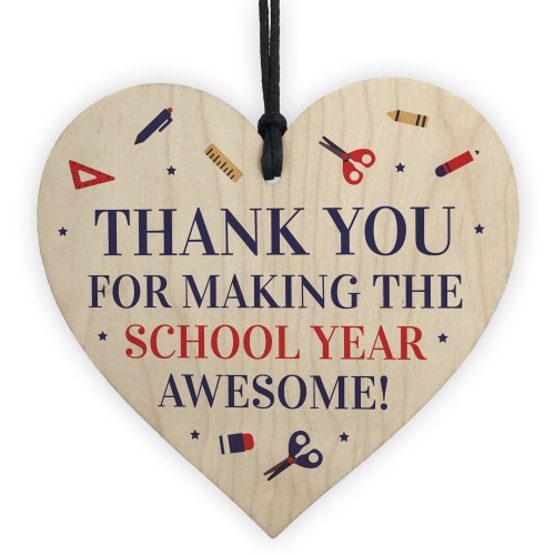 THANK YOU Gift For Nursery School Teacher Assistant Wood Heart