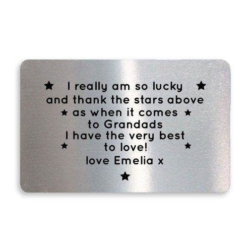 Special Grandad Gift Poem Personalised Metal Card Birthday Xmas