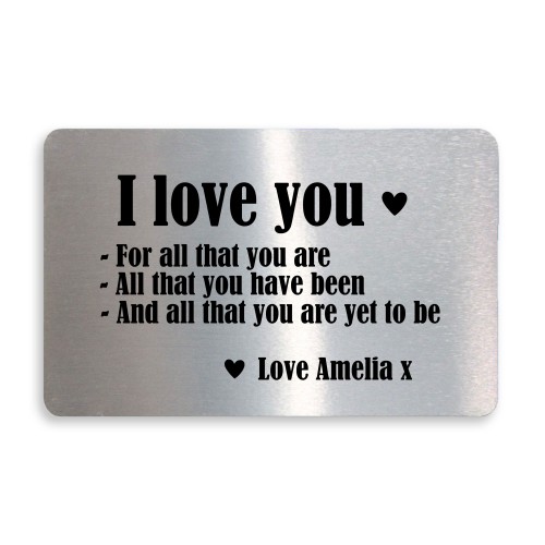 Relationship Gifts Personalised Metal Card Boyfriend Husband