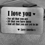 Relationship Gifts Personalised Metal Card Boyfriend Husband