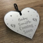 Pregnancy Announcement Gift Engraved Heart Personalised Baby