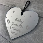 Pregnancy Announcement Gift Engraved Heart Personalised Baby