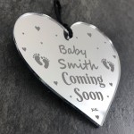 Pregnancy Announcement Gift Engraved Heart Personalised Baby