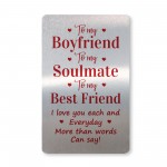 Boyfriend Gift For Valentines Anniversary Birthday Metal Card