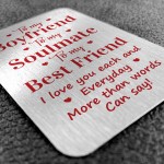 Boyfriend Gift For Valentines Anniversary Birthday Metal Card