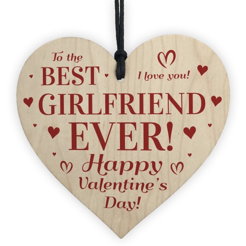 Valentines Gift For Girlfriend Wood Heart BEST GIRLFRIEND Gift