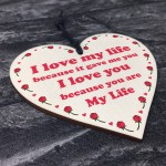 Valentines Day Anniversary Gift For Him Her Wood Heart Love Gift