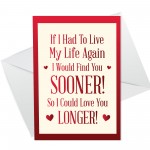 Valentines Day Card For Him Her LOVE YOU LONGER Card