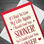 Valentines Day Card For Him Her LOVE YOU LONGER Card