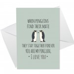 Valentine Day Card For Him Her Penguin Card Husband Wife