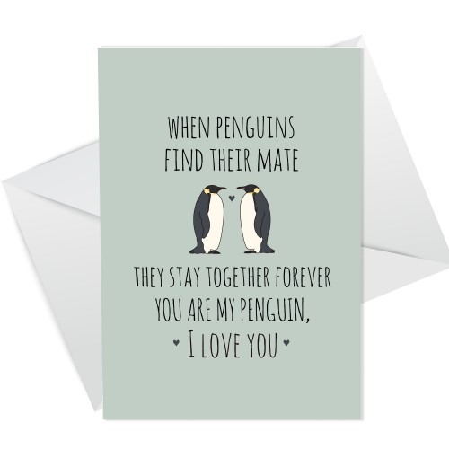 Valentine Day Card For Him Her Penguin Card Husband Wife