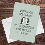 Valentine Day Card For Him Her Penguin Card Husband Wife