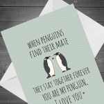 Valentine Day Card For Him Her Penguin Card Husband Wife