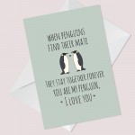 Valentine Day Card For Him Her Penguin Card Husband Wife