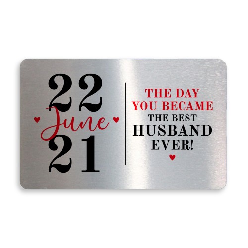 Personalised Wedding Anniversary Gift For Husband Metal Card