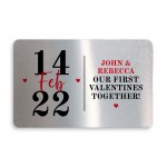 Our First Valentines Together Gift Personalised Metal Card