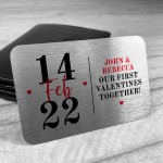 Our First Valentines Together Gift Personalised Metal Card